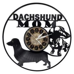DACHSHUND MOM dog puppy puppies vinyl record clock, dog clock